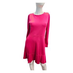 LOFT Bright Fuchsia Long-Sleeve Midi Dress